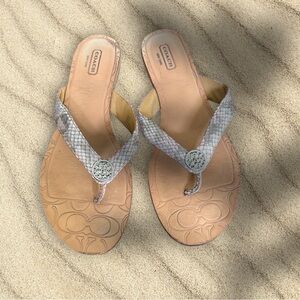 Coach Tan and Silver Sandals with Elegant Strappy Design